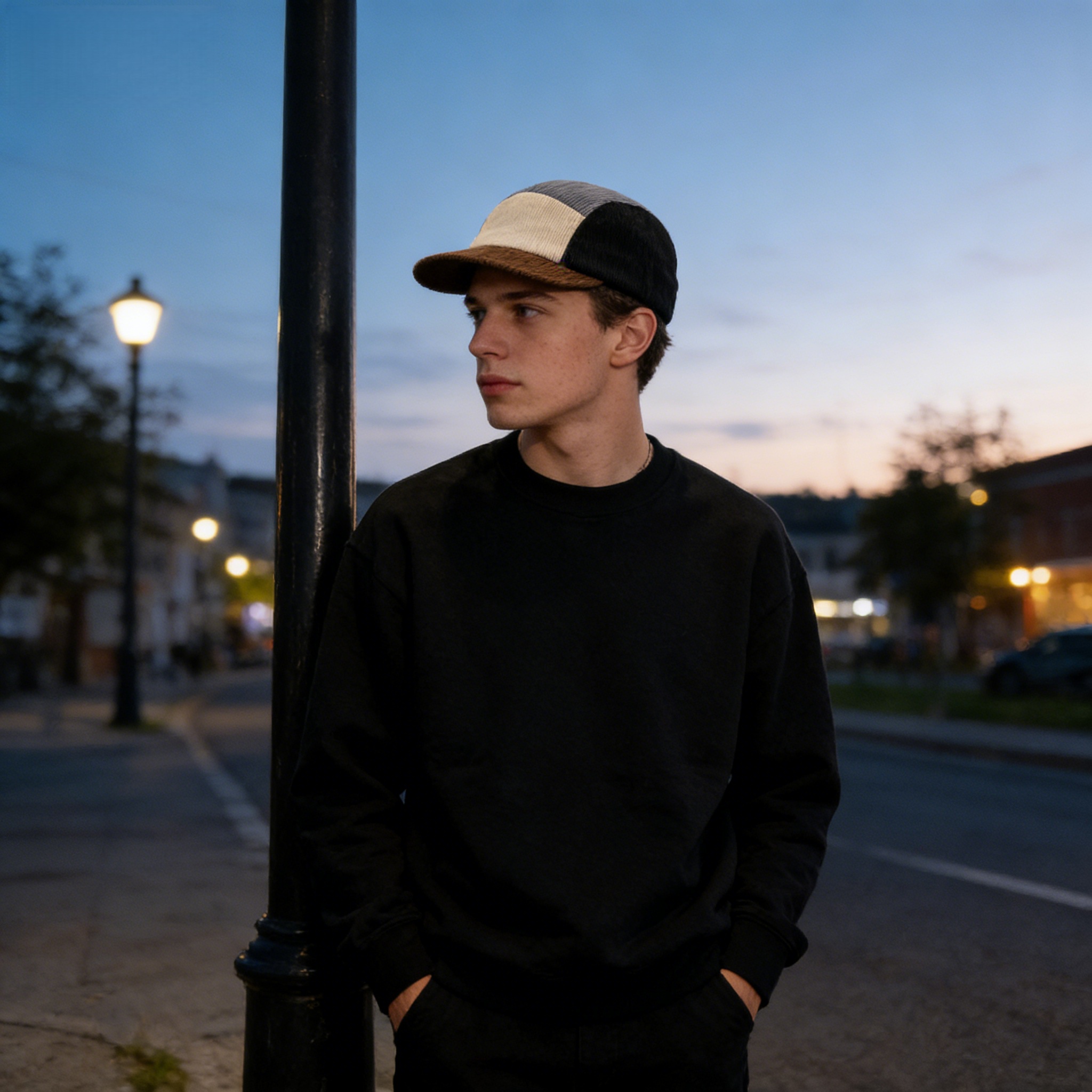Corduroy Cap 5 Panel - Unisex Vintage Color Block Corduroy 5
