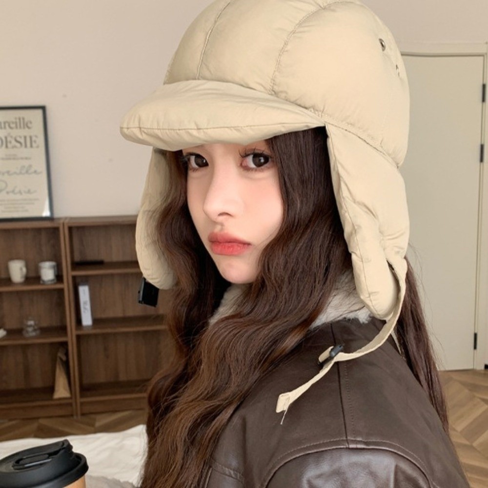Winter Trapper Hat - Solid Color Padded Bomber Hats Ear