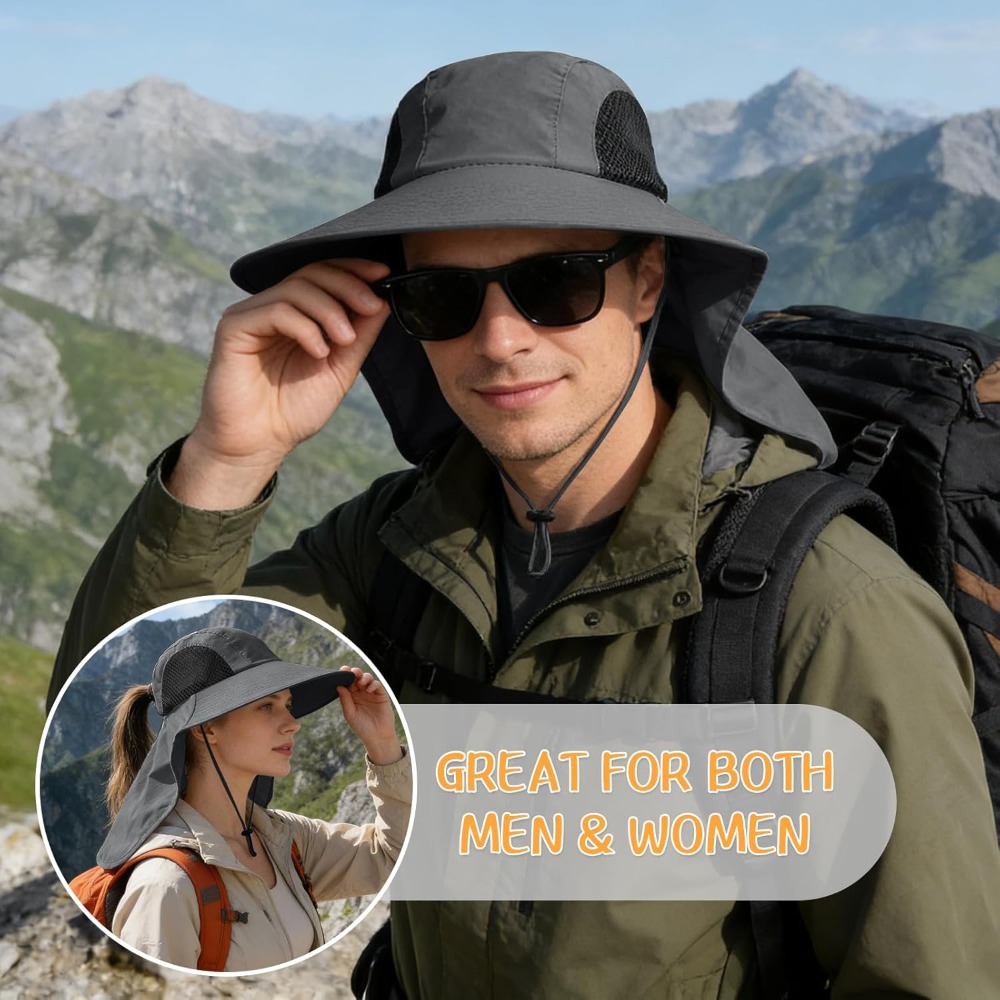 Sun Hat for Men Women with Nec - Sun Hat Wide Brim 评论和价格