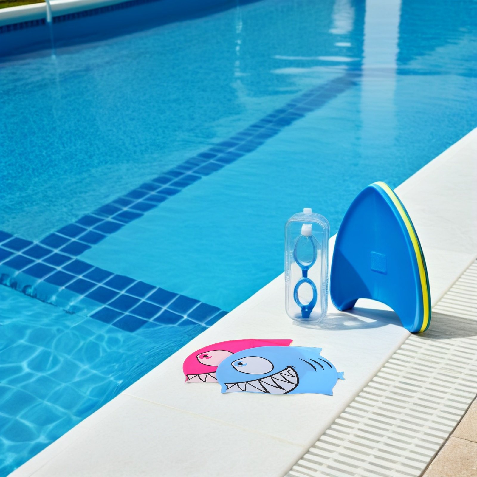 2Pcs Kids Fish Pattern Silicon - Swim Hat Silicone 评论和价格