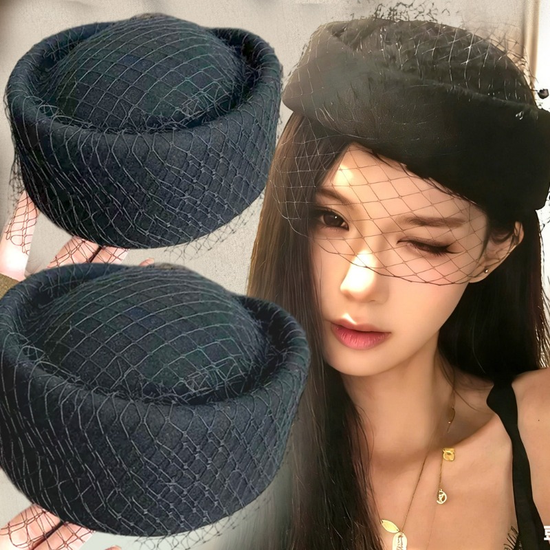 Fashion Mesh Flat Top Beret Ha - Beret French Wool 评论和价格