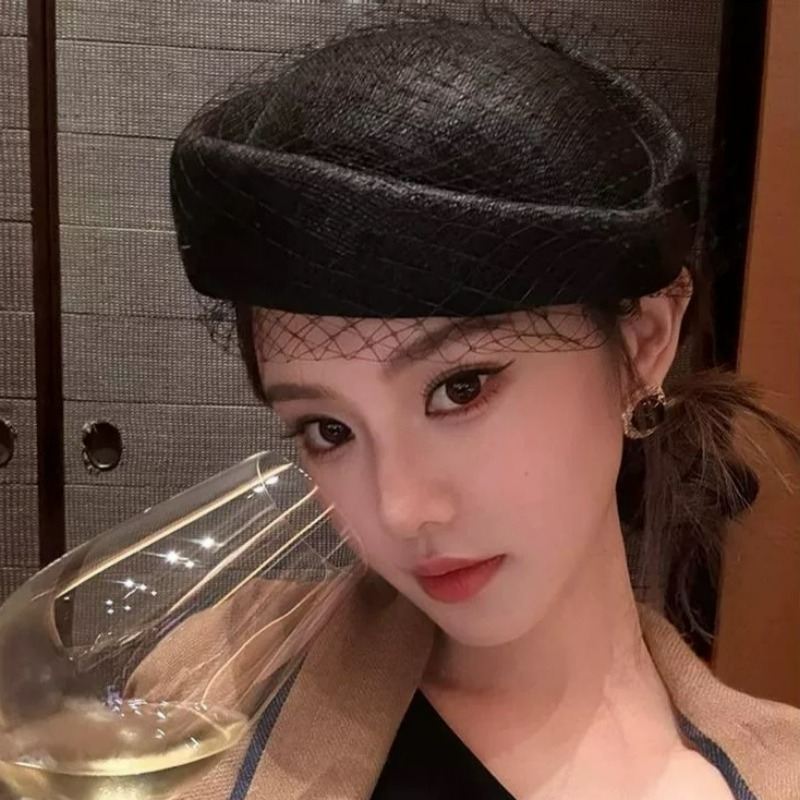 Fashion Mesh Flat Top Beret Ha - Beret French Wool 评论和价格