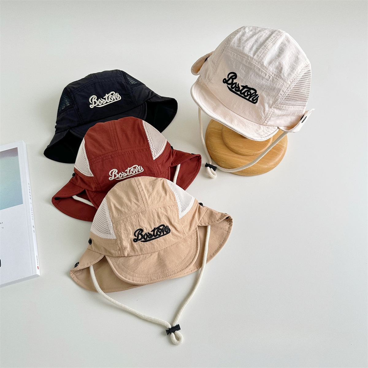 Letter Embroidered Baby Sun Ha - Bucket Hat Cotton 评论和价格