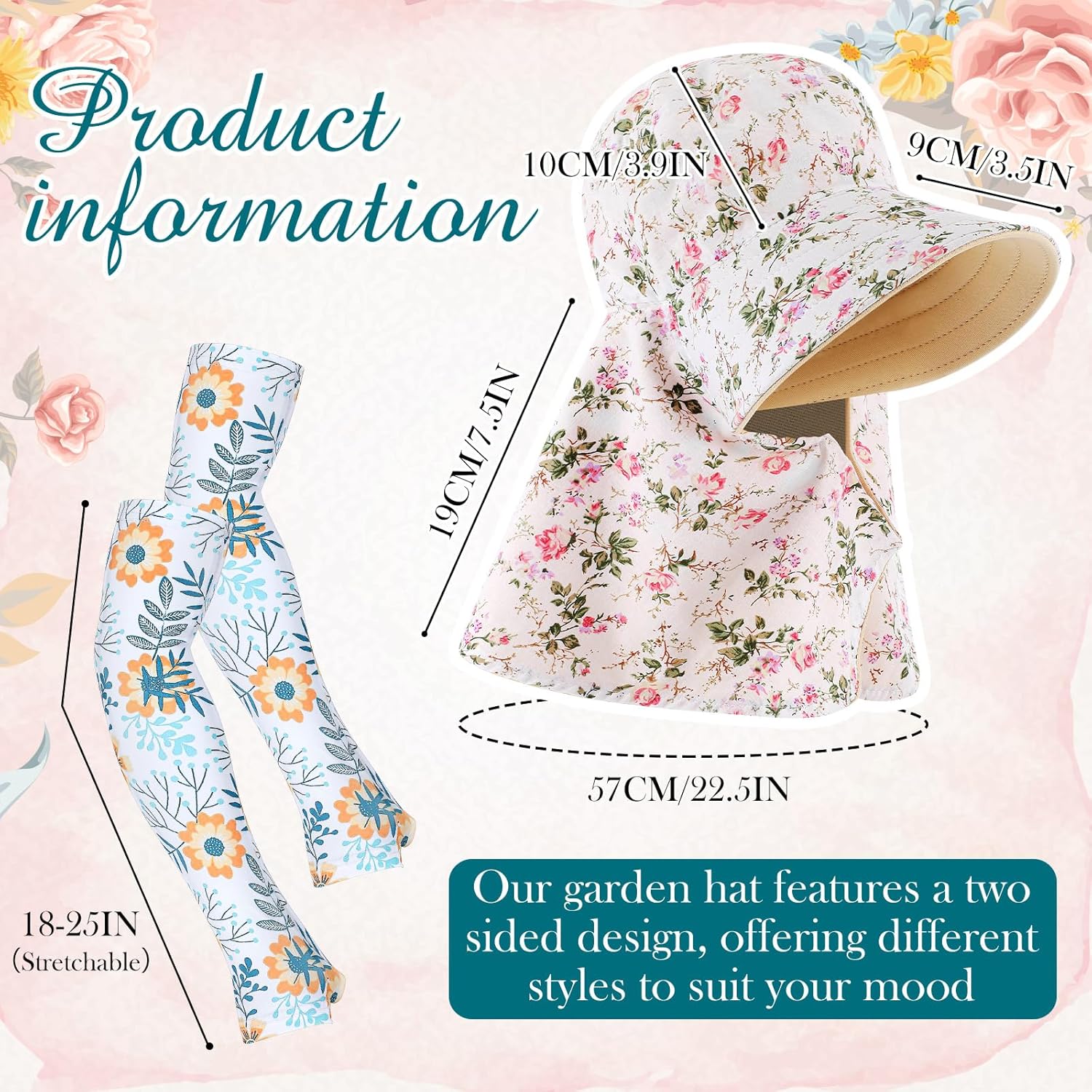 2 Pcs Floral Garden Hat for Wo - Sun Hat Wide Brim 评论和价格