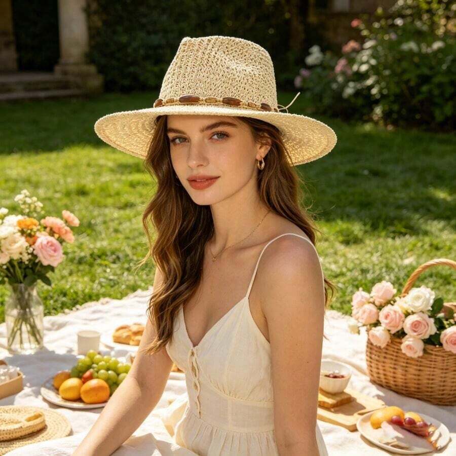 Wide Brim Straw Hat For Women  - Sun Hat Wide Brim 评论和价格