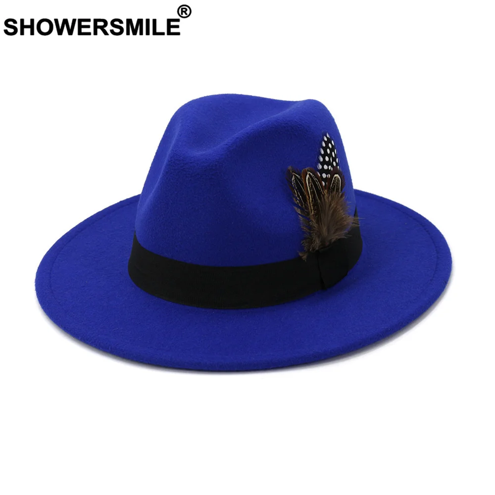 SHOWERSMILE Royal Blue Women M - Fedora Hat Wool 评论和价格