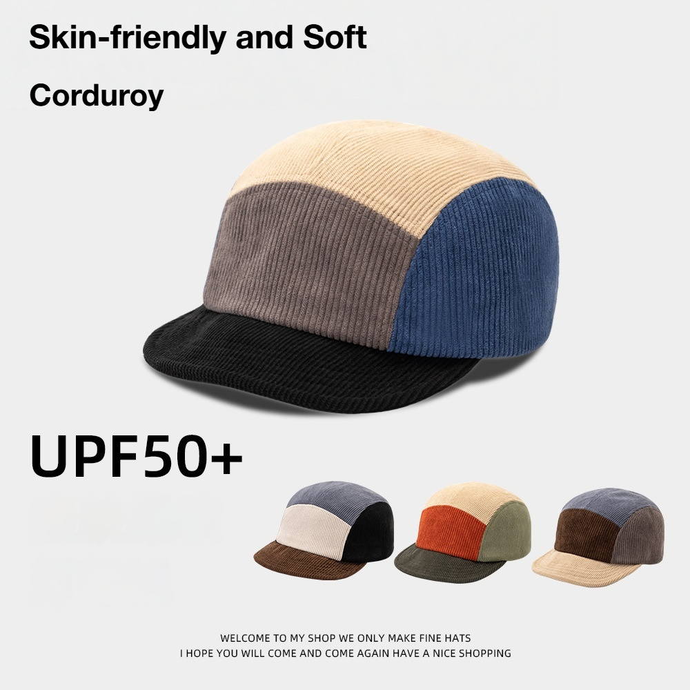 Unisex Vintage Color Block Cor - Corduroy Cap 5 Panel 评论和价格