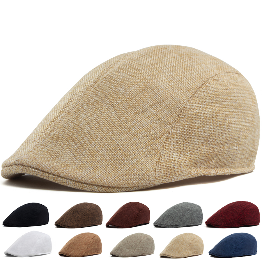 Men's Linen Flat Cap Spring Su - Newsboy Cap Ivy 评论和价格