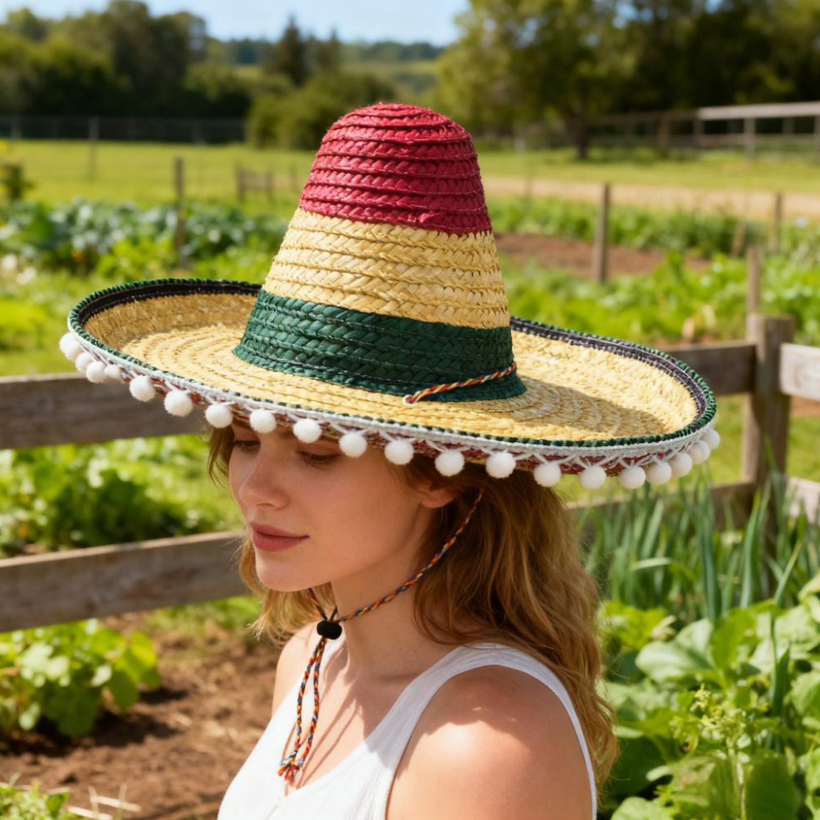 Mexican Straw Hat Carnival Wid - Sun Hat Wide Brim 评论和价格