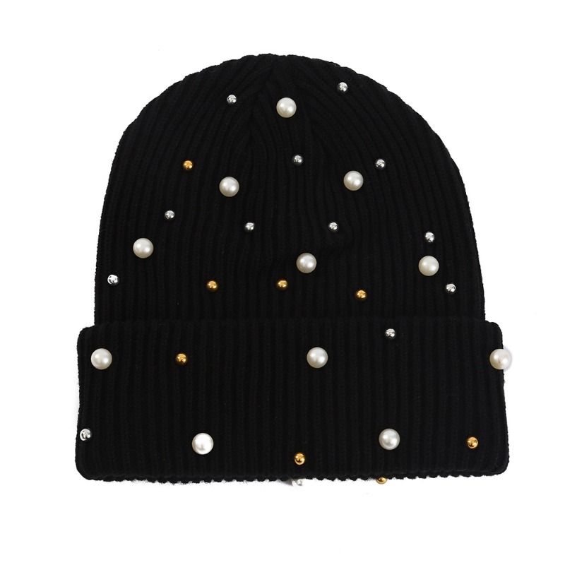 Women's Winter Faux Pearl Embe - Beanie Cuffed Knit 评论和价格