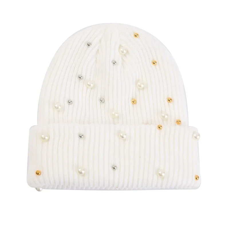 Women's Winter Faux Pearl Embe - Beanie Cuffed Knit 评论和价格